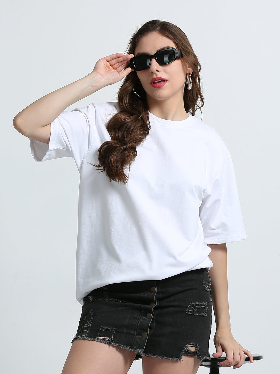 White Unisex Oversized T-Shirt Premium 260 GSM French Terry Cotton
