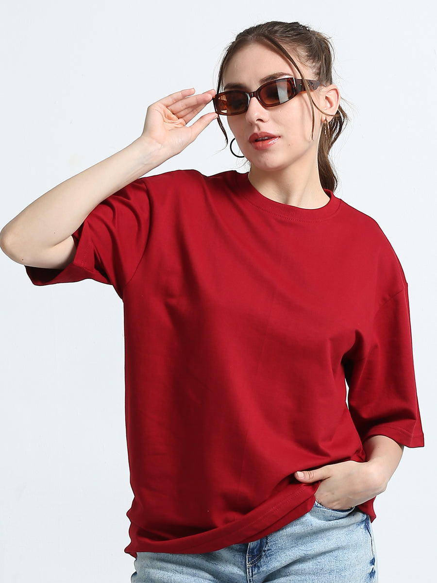 Red Unisex Oversized T-Shirt Premium 260 GSM French Terry Cotton