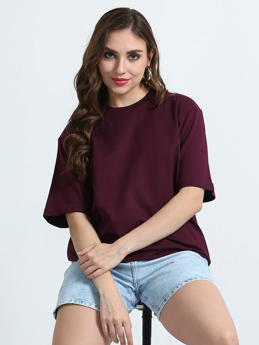 Maroon Unisex Oversized T-Shirt Premium 260 GSM French Terry Cotton